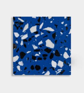 blue white black epoxy terrazzo