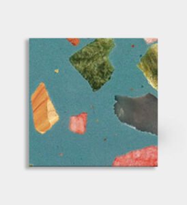 green pink yellow epoxy terrazzo