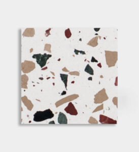 beige red green white inorganic terrazzo